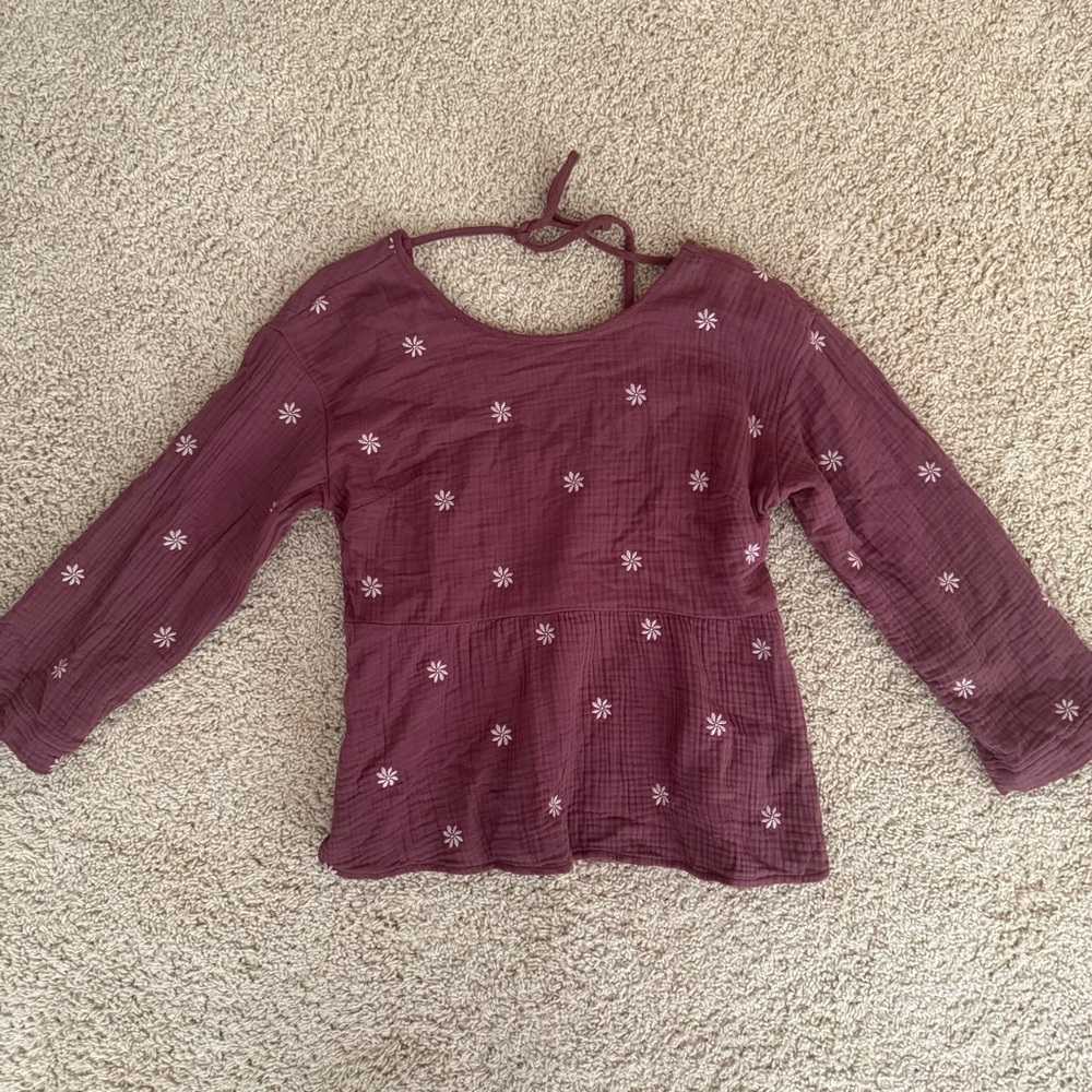 Madewell Women’s Purple Floral Long Sleeve Top